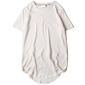 Camiseta ajustada de manga corta para hombre de Crew Fitness, camiseta alargada de gimnasio, camiseta de dobladillo curvo de línea larga para hombre OEM - Product Image 1
