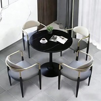 Ensemble de table basse et chaises 4 pièces en quartz, style campagnard américain, personnalisable, mobilier de maison de luxe léger pour café et salle à manger