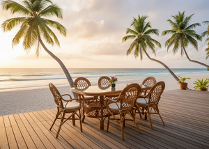 Ensemble de salle à manger en rotin Java, design moderne, mobilier de restaurant commercial, extérieur, hôtel, appartement, bureau, villa, centre commercial - Product Image 6