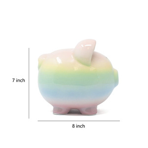 Tirelire en céramique arc-en-ciel créative avec design artisanal 8x7 pouces Décoration d'intérieur pour garçons - Product Image 6