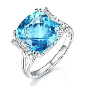 Luxury Certificate High End Jewelry 18k White Gold Natural Blue Sapphire Sri Lanka Diamond Semi Mount Ring Set For Woman