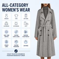 Manteau long en laine surdimensionné pour femmes grandes tailles, à double boutonnage, ceinturé, à revers, pour l'hiver, vêtements d'extérieur amples pour femmes