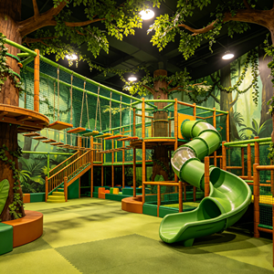 Solution tout-en-un pour aire de jeux intérieure commerciale pour enfants, thème dinosaures, avec mur d'escalade en filet tricoté de grande taille, toboggans et <span class=keywords><strong>labyrinthe</strong></span> - Product Image 3