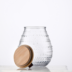 Vessa-Tarro de vidrio con forma de pera, 2 litros, con tapa de bambú y correa de cuero para productos secos, elegante solución de almacenamiento de alimentos para la cocina - Product Image 4