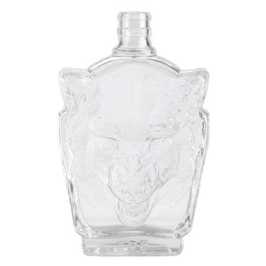 Botellas de whisky planas con forma de León, Logo personalizado, de uso común con tapas - Product Image 1