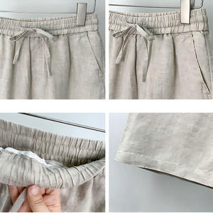 <span class=keywords><strong>Pantaloni</strong></span> estivi Casual a vita alta da uomo all'ingrosso <span class=keywords><strong>pantaloni</strong></span> in <span class=keywords><strong>lino</strong></span> di cotone stile dritto tinta unita - Product Image 5