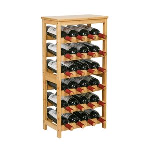 Étagère à vin en <span class=keywords><strong>bambou</strong></span> pour cuisine, 24 bouteilles, sur pied, 6 niveaux, présentoir à vin, étagères de rangement pour vin avec plateau - Product Image 1