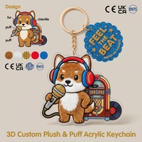 Porte-clés personnalisé en plastique pour chien, breloque de sac en acrylique avec fourrure chenille, mini sacs de luxe animaux Kawaii personnalisés