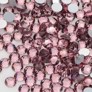 Diamantes de imitación Ss16 Ss20 para decoración de uñas, piedras de cristal de hierro púrpura claro plano, Strass, nuevo estilo