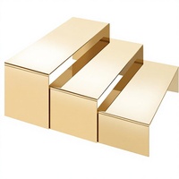 Présentoir pour sacs à main, lot de 3 grands présentoirs en acier inoxydable doré pour aliments, desserts, cupcakes, chaussures, parfums, bijoux, sacs à main