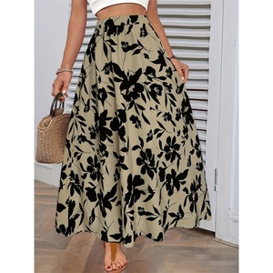 Falda Larga Plisada Drapeada con Cintura Elástica Estampada, Estilo A-line, de Alta Calidad OEM Personalizada, para un Look Sofisticado y Elegante para el Trabajo - Product Image 2