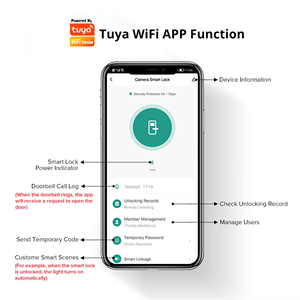 Serrure de porte intelligente sans clé biométrique automatique Tuya avec carte RFID IC, application Wifi, combinaison d'empreintes digitales - Product Image 6