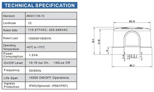 ANSI tiêu chuẩn ngày đêm ánh sáng đường phố photocell IP67 Zero phát hiện chéo Twist Khóa photocontrol - Product Image 3