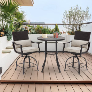 Dwoo hiện đại 3 mảnh ngoài trời Patio đặt sân vườn cao xoay thanh phân bàn tròn thiết lập - Product Image 1