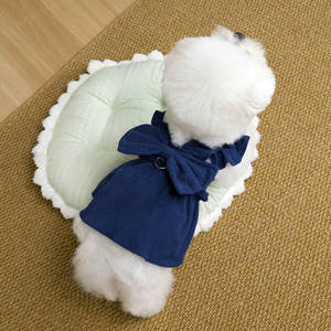 Robe mignonne pour chien avec nœud, jupe sans manches à volants avec anneau en D pour petits chiens et chats, vêtements pour animaux de compagnie printemps-été - Product Image 4