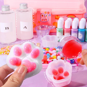 Jouets sensoriels à presser Kawaii, kit DIY fait main, jouet anti-stress pour filles, patte de chat en silicone floqué souple pour enfants - Product Image 6