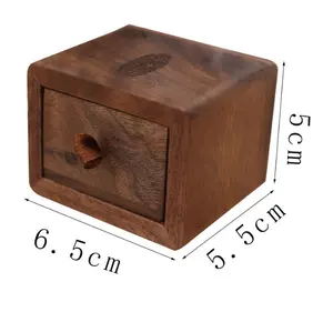 검은 호두 풀 아웃 작은 반지 상자/단단한 나무 보석 상자