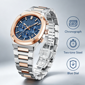 นาฬิกาข้อมือผู้ชายดีไซน์ใหม่ นาฬิกาควอตซ์หรูหราสั่งทำพิเศษ ตัวเรือนสแตนเลสสตีล กันน้ำ เรืองแสง สำหรับผู้ชาย - Product Image 2