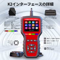 DRNVIYNC K2 Outil de diagnostic OBD2 avec écran LCD HD, écran de démarrage, diagnostic des pannes du moteur, données du véhicule, capture de cadre de données et diagnostic de batterie