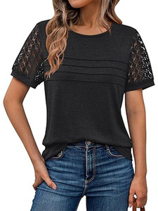Camicie da donna a maniche corte eleganti top estivi in <span class=keywords><strong>pizzo</strong></span> primavera alla moda magliette Casual graziose camicette da lavoro - Product Image 3