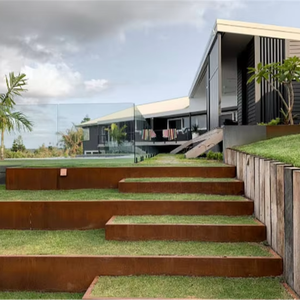 Borde de Jardín de Acero Corten para Patio, Estilo Art Deco, Resistente a la Intemperie, Dimensiones Personalizables, para Interiores y Exteriores, Corte Láser con Diseño Floral - Product Image 1