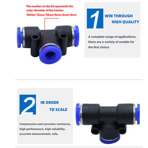 Vías en T neumáticas T Sharp One Touch Fitting Conectores rápidos Serie PE Accesorios neumáticos Conectores de manguera de aire Azul proporcionado - Product Image 4