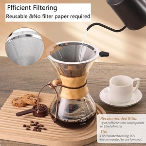 Carafe à café en verre borosilicate sans plomb avec col en bois moderne - Product Image 3