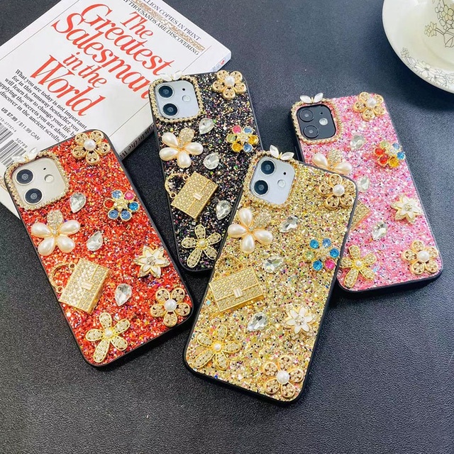 Glitter Perfume Diamond Bling Flowers Wallet Rhinestone Cover for Apple for iPhone 7/8 Plus 11 12 13 14 Pro Max Case