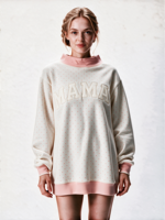 Sweat-shirt à col montant à pois pour femme, longueur allongée, avec logo brodé personnalisé, supporte la création de designs sur mesure