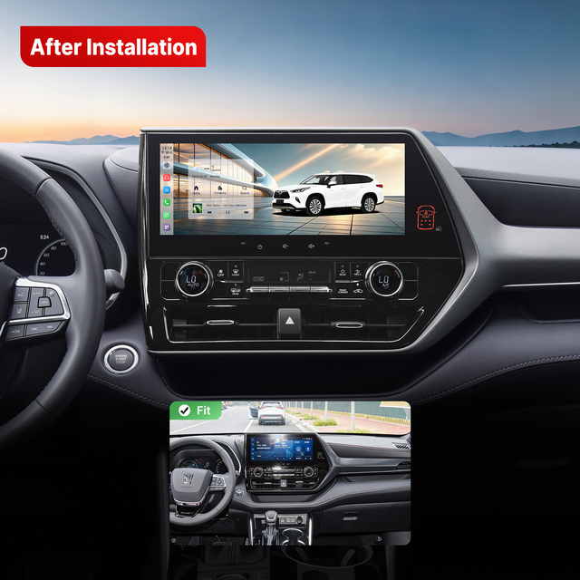 Youducar 12.3" Android Car Radio for Player GPS Navigation Head Unit Highlander 2022-2026 Wireless Android Backup Camera CarPlay