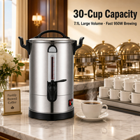 Urne à café professionnelle en acier inoxydable 30 tasses avec jauge de niveau et robinet à levier pour café et hôtel