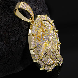 YIWEN liontin model Hip Hop perak murni S925 S925 liontin King Mahkota bundar es zirkon 5A perhiasan baru <span class=keywords><strong>2025</strong></span> - Product Image 2