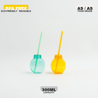 Gobelet en plastique transparent de 12 oz, motif personnalisé, pour jus et smoothies, en forme de boule disco ronde, avec couvercle et paille