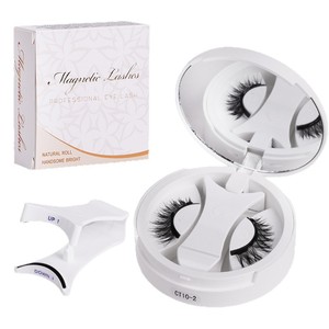 Faux cils magnétiques monobloc pour cils supérieurs, sans colle, aspect naturel, avec étui et applicateur - Product Image 5