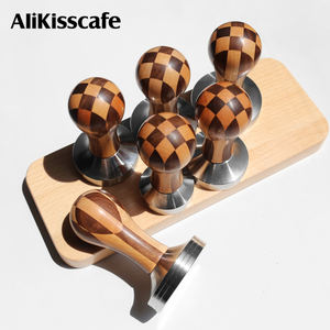 Outils de barista 49mm 51mm 53mm 58mm pour porte-filtre, <span class=keywords><strong>accessoires</strong></span> pour machine à café expresso, tamper à café à base plate avec poignée en bois - Product Image 2