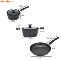 Ensemble de 5 casseroles et poêles de cuisine, antiadhésif, en aluminium, haute qualité