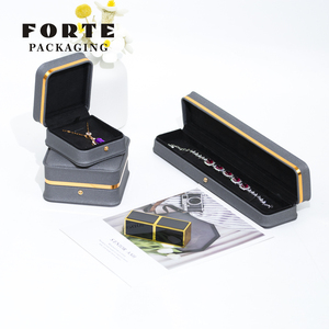 FORTE - Caja de Joyería de Piel Sintética Gris de Lujo, Caja de Anillos de Boda con Logotipo Personalizado, Embalaje de Joyería Personalizado para Regalo - Product Image 2