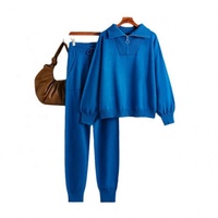 Ensemble pull décontracté deux pièces pour femme, col rond, fermeture éclair, tissé, couleur unie, été 2026