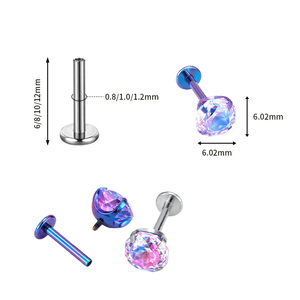 أقراط وردية من سبيكة التيتانيوم ASTM F136 بتصميم وردة مثمنة مرصعة بالزركونيا المكعبة 5A، بجودة طبية ومضادة للحساسية - Product Image 5