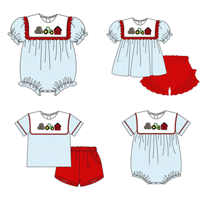 สั่งจองล่วงหน้าขั้นต่ำ 5 ชิ้น เสื้อผ้าเด็กพิมพ์ลายฟาร์มสำหรับวันหยุด ผ้าเนื้อนุ่มสำหรับฤดูร้อน ขายส่งเสื้อผ้าพี่น้อง ราคาโรงงาน แฟชั่นสำหรับเด็กวัยเตาะแตะ - Product Image 1