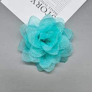 Flores grandes de gasa hechas a mano de 12 cm, accesorios para el cabello, materiales para bricolaje, flores de tela para zapatos y ropa, venta al por mayor. - Product Image 4