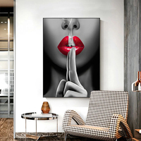 Peinture sur toile de fille fumant aux lèvres rouges sexy, affiches murales, impressions, décoration moderne pour la maison, art sur toile en gros