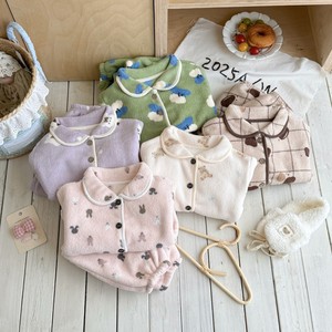 <span class=keywords><strong>Pyjama</strong></span> d'hiver chaud et épais en <span class=keywords><strong>velours</strong></span> pour enfants, garçons et filles, avec cardigan en polaire fendu et motif animalier de dessin animé - Product Image 3