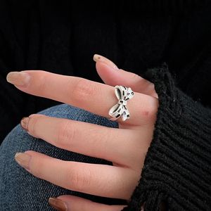 Anillo de Plata de Ley S925 Yinruitai con Diseño de Lazo, Tablero de Ajedrez Blanco y Negro, Ajustable para Mujer, Joyería de Regalo - Product Image 4