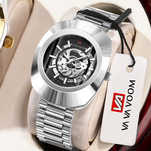 Fashion Mens Wristwatch Black Tone Oval <b>Case</b> Openwork Dial Arabic Numerals Mechanical <b>Watch</b> for Men - Product Image 4