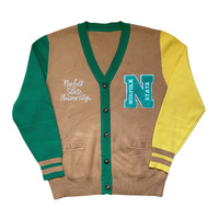 2025 gros personnalisé 100% coton haute qualité Letterman broderie Patch université HBCU tricot Cardigan classique 12GG tricots