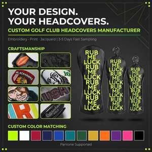 Housse de tête de club de golf personnalisée en cuir PU brodé avec logo, directement de l'usine, faible MOQ, livraison rapide, fabricant OEM - Product Image 1