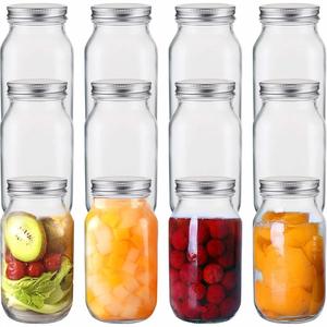 Bocaux Mason en Verre Borosilicate Fait Main Personnalisés OEM, Sans BPA, à Large Ouverture, Qualité Alimentaire, avec Couvercle en Silicone pour Boissons et Conserves - Product Image 1