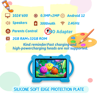 Tablet PC Android 12 7 Inci untuk Anak-Anak dengan Baterai 3000MAH & Resolusi 1024x600 MTK Quad Core untuk Pembelajaran Elektronik yang Efektif