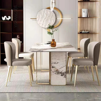 Table à manger rectangulaire en marbre blanc de style européen moderne et luxueux, réglable pour chambre à coucher, hôtel ou appartement